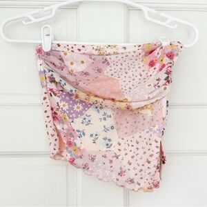 NWT SHEIN top size S pink floral patchwork going out strapless